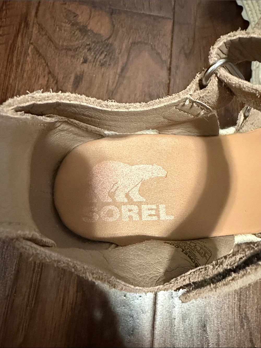 Sorel Beige Suede Espadrille Wedge Sandals